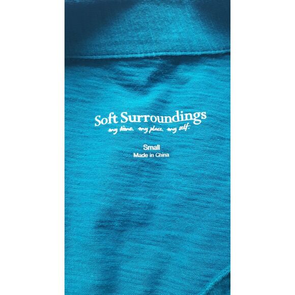 Soft Surroundings Handkerchief Hem Artisan Button Top, Teal Blue, size small‎ - Picture 4 of 10